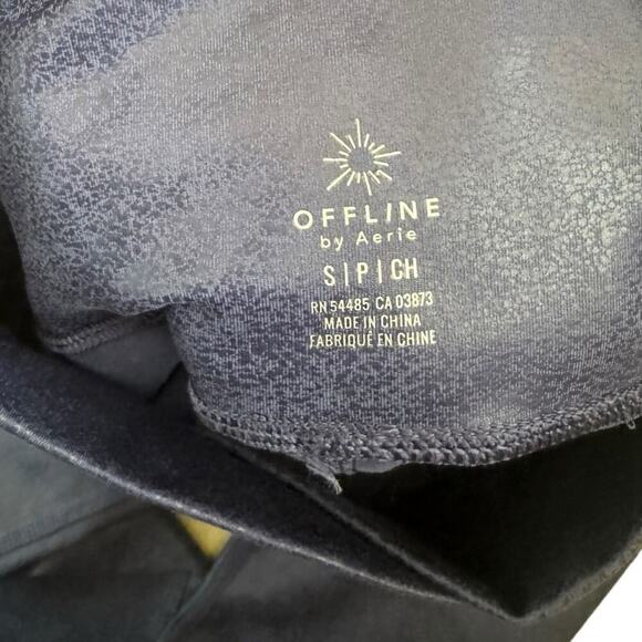 Aerie Offline The Hugger Crossover Leggings High Waisted Crackle Blue Size Small - Picture 8 of 9